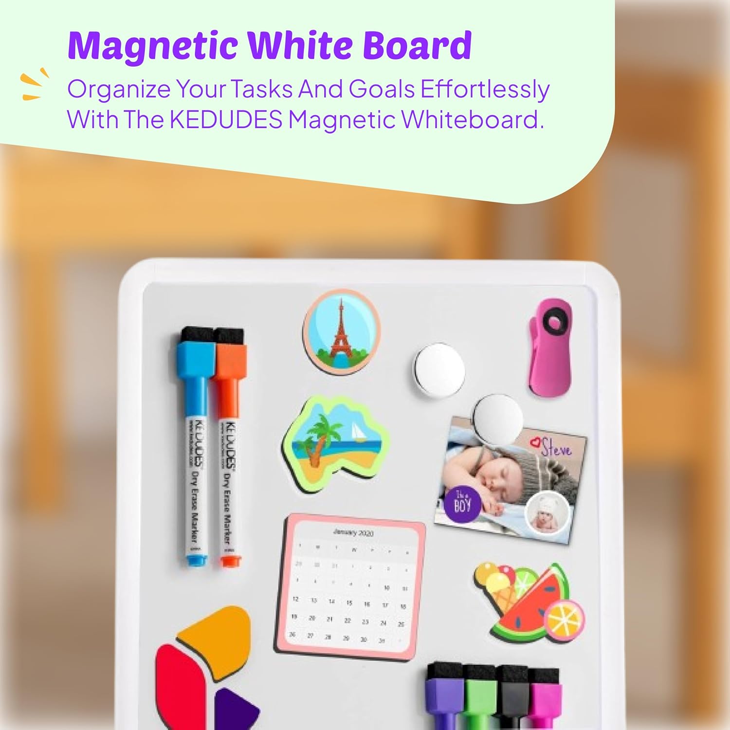 Magnetic Small White Board Dry Erase 11’’x14’’ - Mini Dry Erase Board Magnetic with 6 Markers, Personal Whiteboard Magnetic for Refrigerator Wall, White Boards, Small Magnetic Whiteboard for Fridge - Image 4