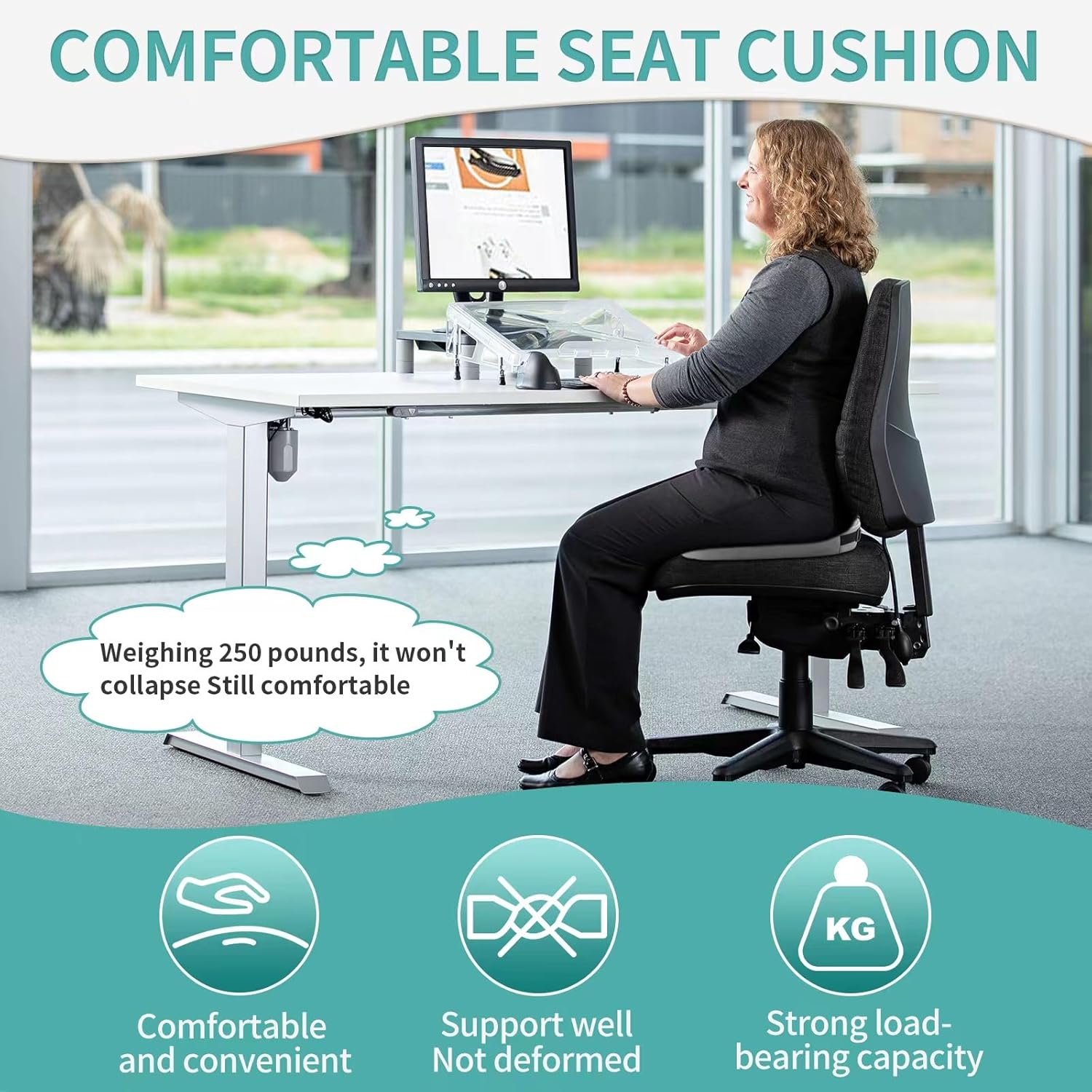 Orthopedic Seat Cushion for Butt, Hip & Sciatica Pain Relief - Pressure Relief Support Pillow for Sitting, Airplane, Office & Car - Ergonomic Back Comfort Design - Image 2
